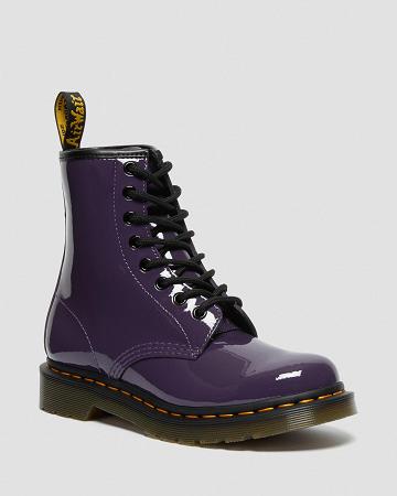 Botas con Cordones Dr Martens 1460 Charol Cuero Mujer Morados | MX 580TCE